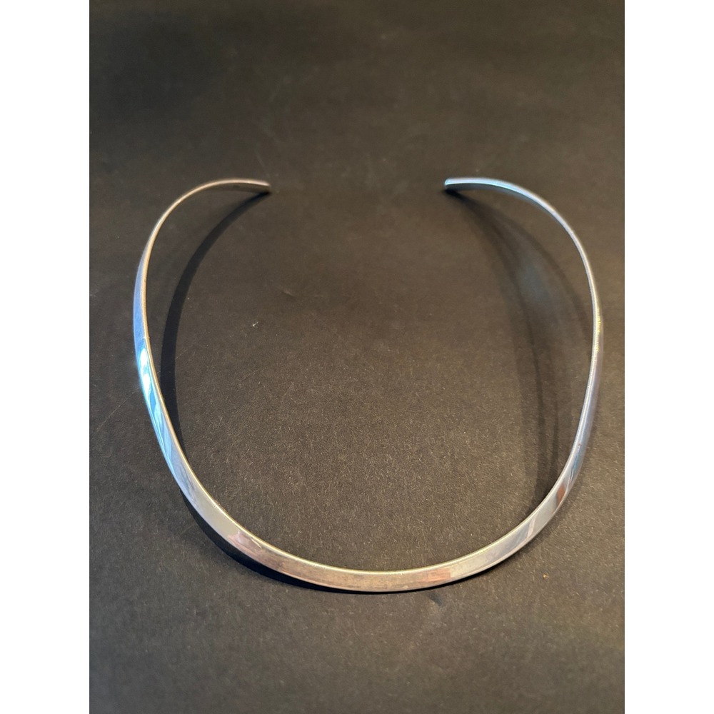 925 Sterling Silver Torque Choker Necklace Open Collar Cuff Design 5mm 28g